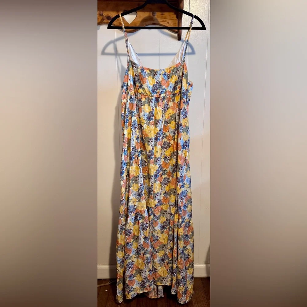 Abercrombie & Fitch Yellow Floral Maxi Dress with Blue Floral Print